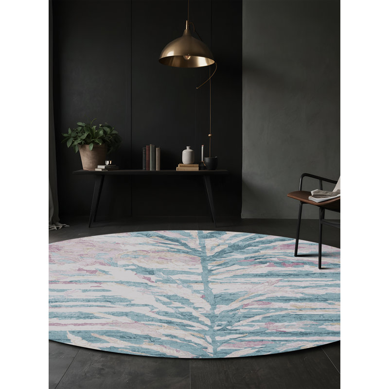 Machine Washable Beige Area Rug, Round 5'