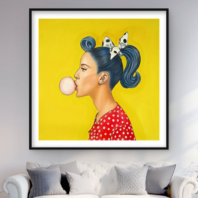 Retro Woman with Beautiful Ponytail - Pop Art, reproduction encadrée