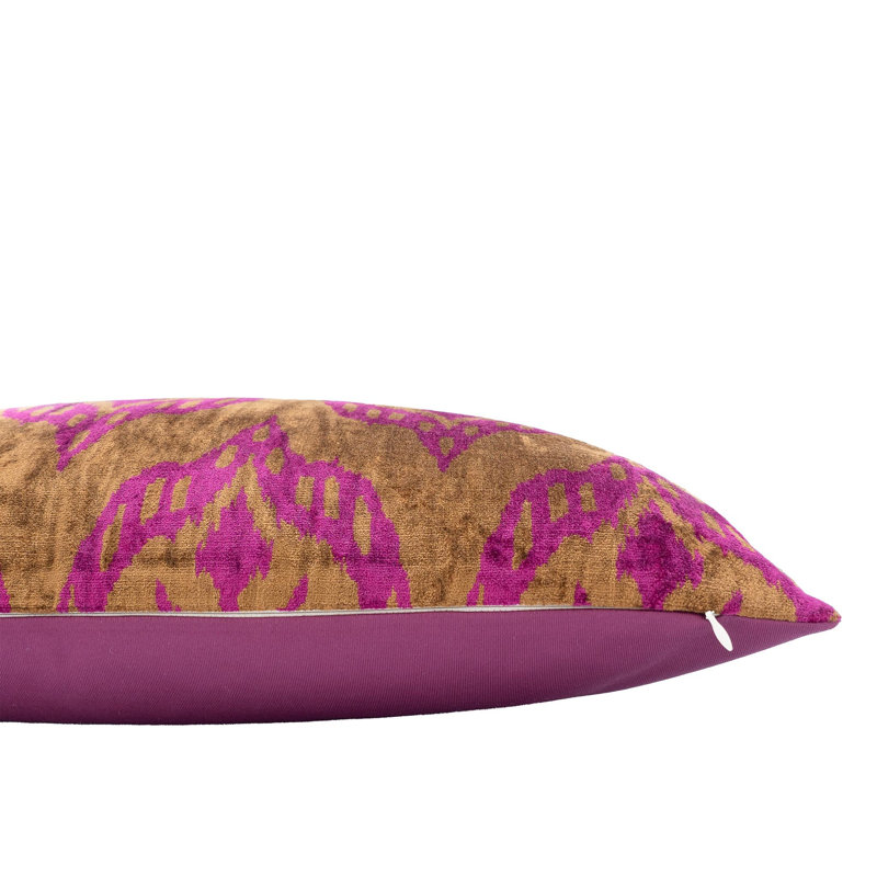 Oreiller en velours de soie Mood Ikat, 16 po x 24 po, Rouge