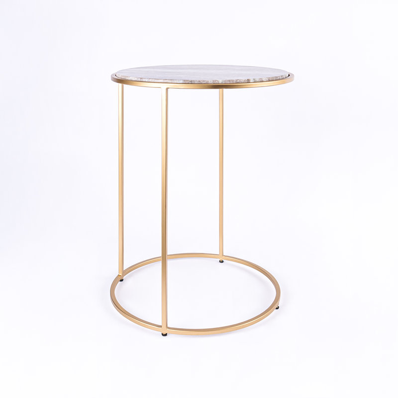Nikelle Marble Top End Table, Brown, Gold