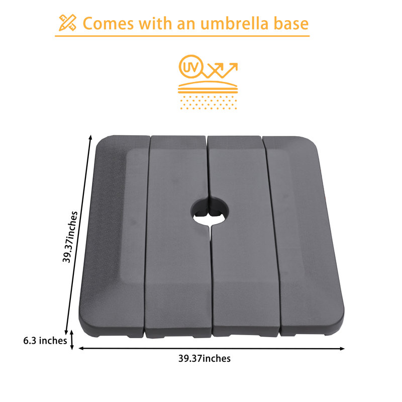 Parasol d'extérieur 11 pi avec base Isan, Rouge