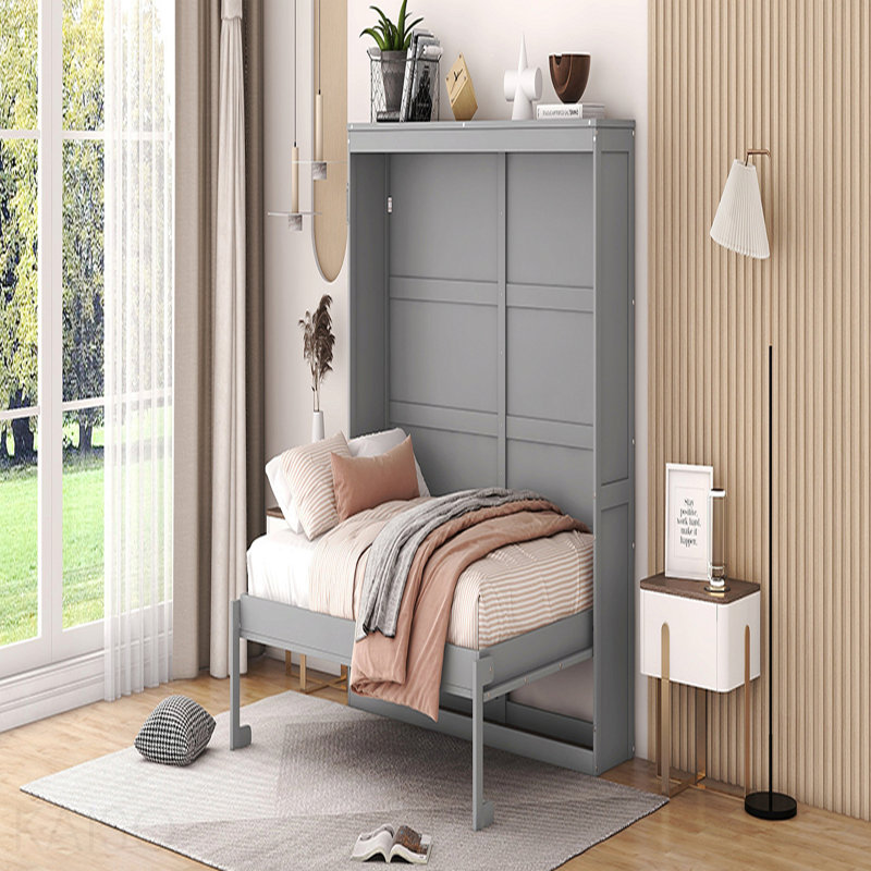 Lit escamotable double pleine grandeur, gris, Grey, Full