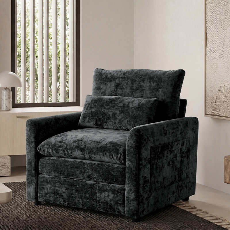 Fauteuil d'appoint moderne rembourré 32,5 po Drago, Gris foncé