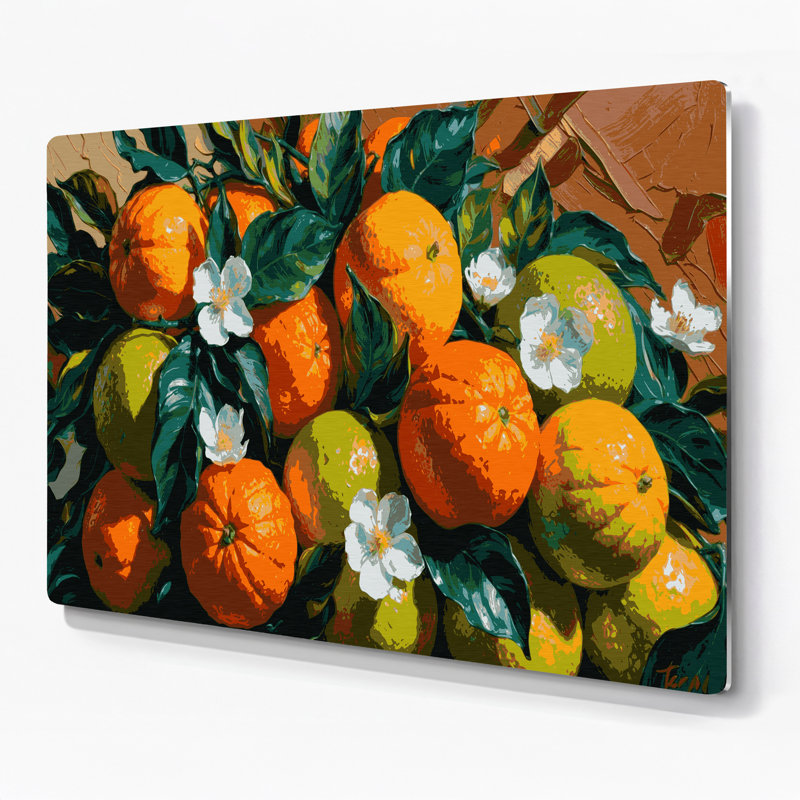 Art mural en métal brun Fruit Tangor, H 11 po x l 14 po