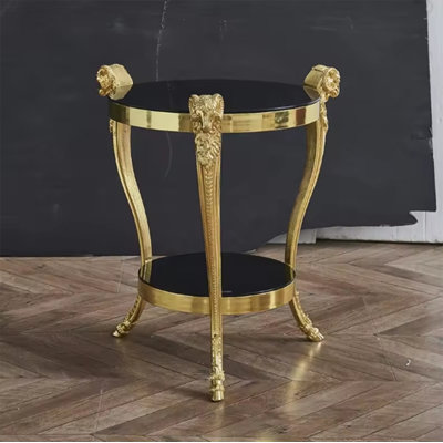 Glass 3 Legs End Table with Storage