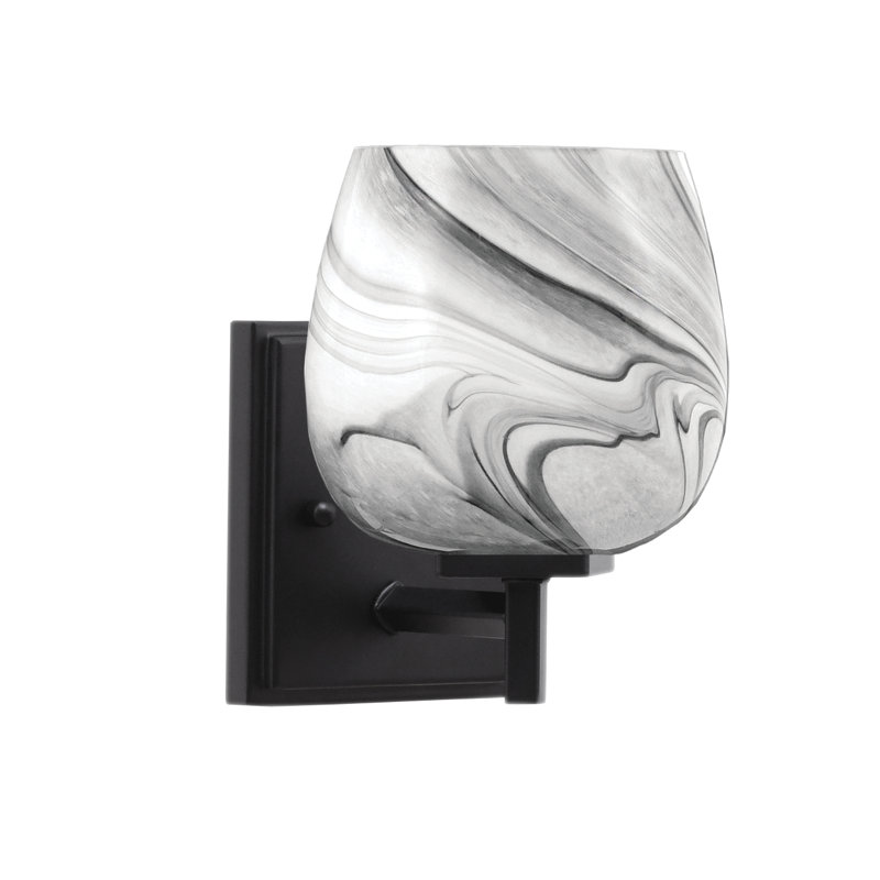 Fausley Wall Sconce Shown With 6" Onyx Swirl Glass, Matte Black