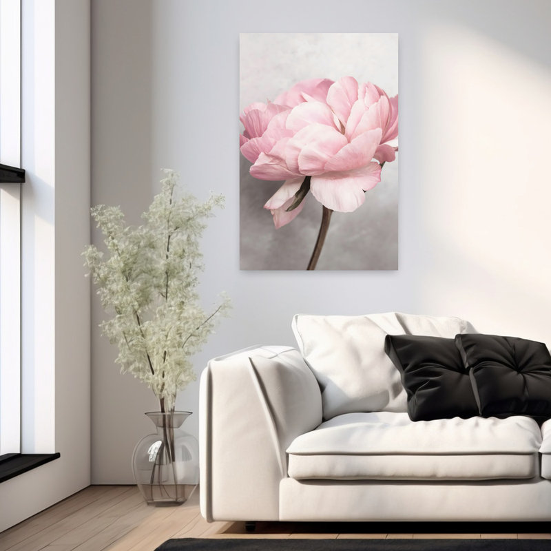 Peony Bloom, art mural contemporain abstrait, H 36 po x l 24 po