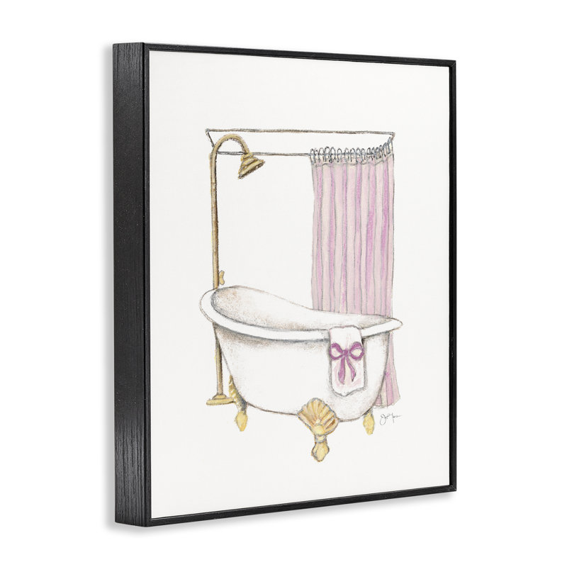 Baignoire simple avec giclée encadrée par Bow, design par Janet Tava, H 14 po x l 11 po, Giclée encadrée noir minuit