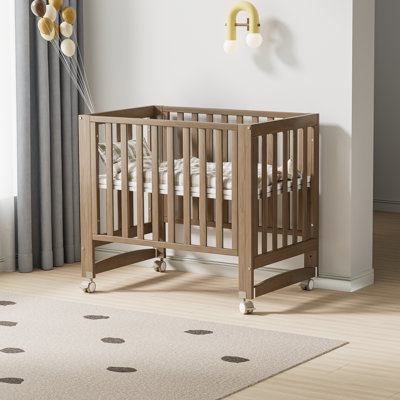 3-in-1 Greenguard Gold Certified Convertible Cradle to Mini Crib（Mattress not included ）Brown