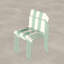 Été - Paquet de 4 chaises à blocs de couleur à rayures modernes - Siège en PP imperméable et pieds en métal robustes, ensemble repas intérieur / extérieur pour patio, balcon, café (blanc et vert)