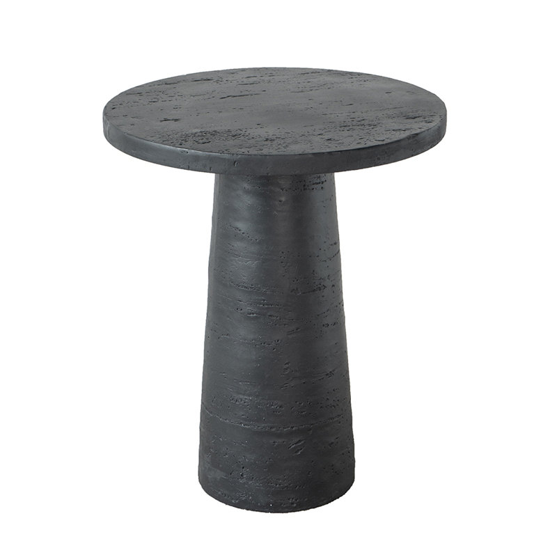 Bold Black Round Side Table - Durable Magnesium, Multi-Style Compatibility (Nightstand/Plant Stand)