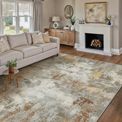 Modern Abstract Machine Washable Area Rug With Non-Slip Rubber Backing