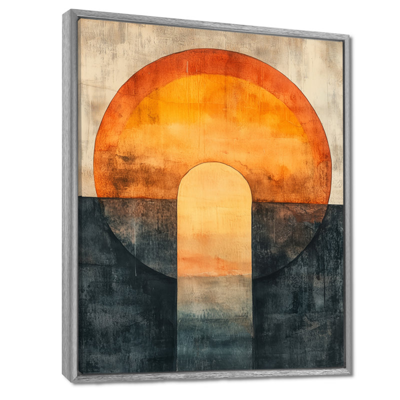 Toile architecturale moderne, art mural arche, Stocchetti, H 44 po x l 34 po, Encadrement argenté