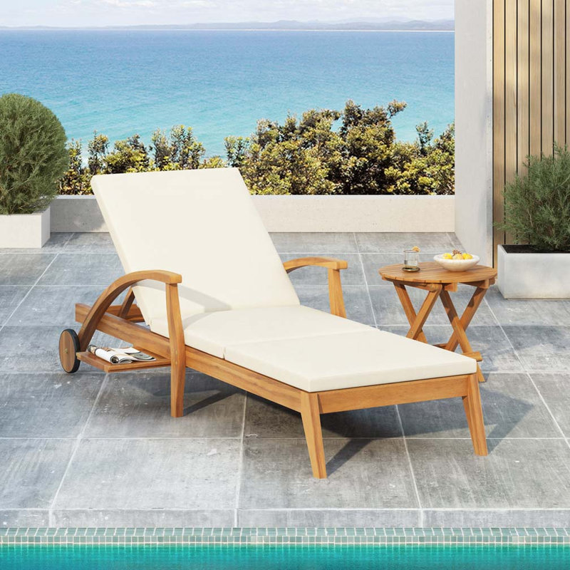 Chaise longue de patio en bois massif