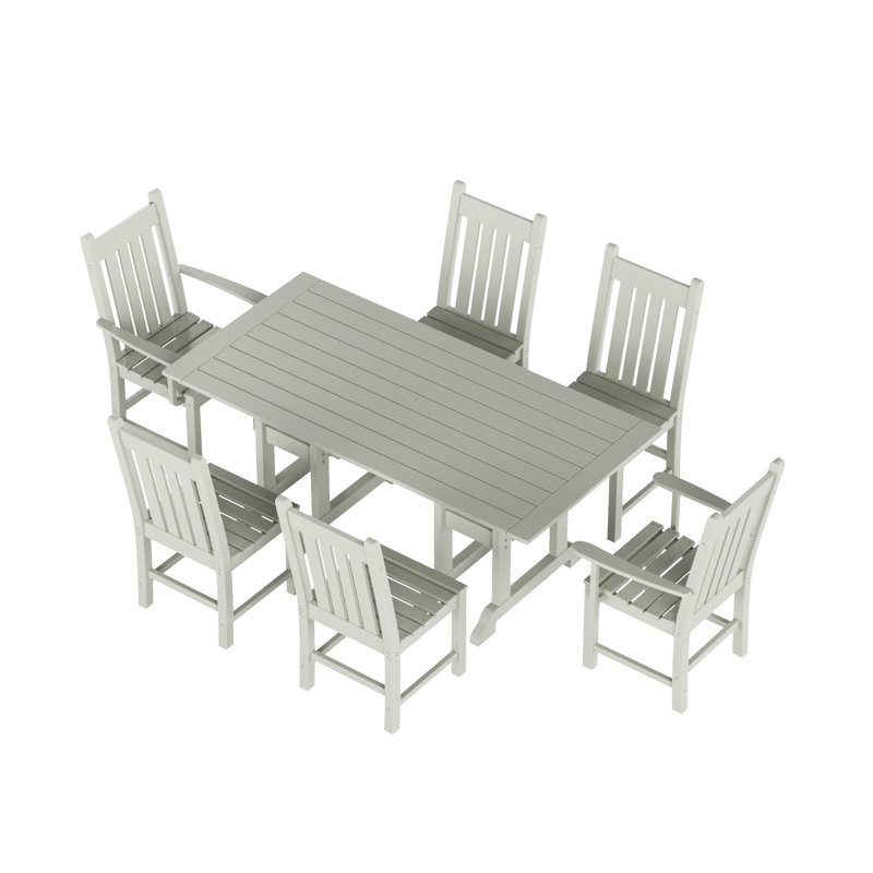 Laguna 6 - Person Patio Dining Set with Rectangular Table, Sand