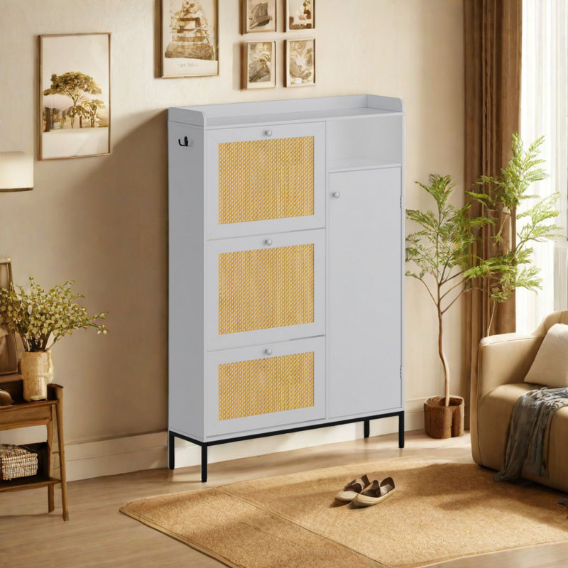 40 Pair Shoe Storage Cabinet, White