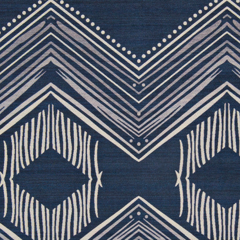 Tapis intérieur / extérieur bleu marine et ivoire Kivett Caliente, Rectangle 7 pi x 9 pi