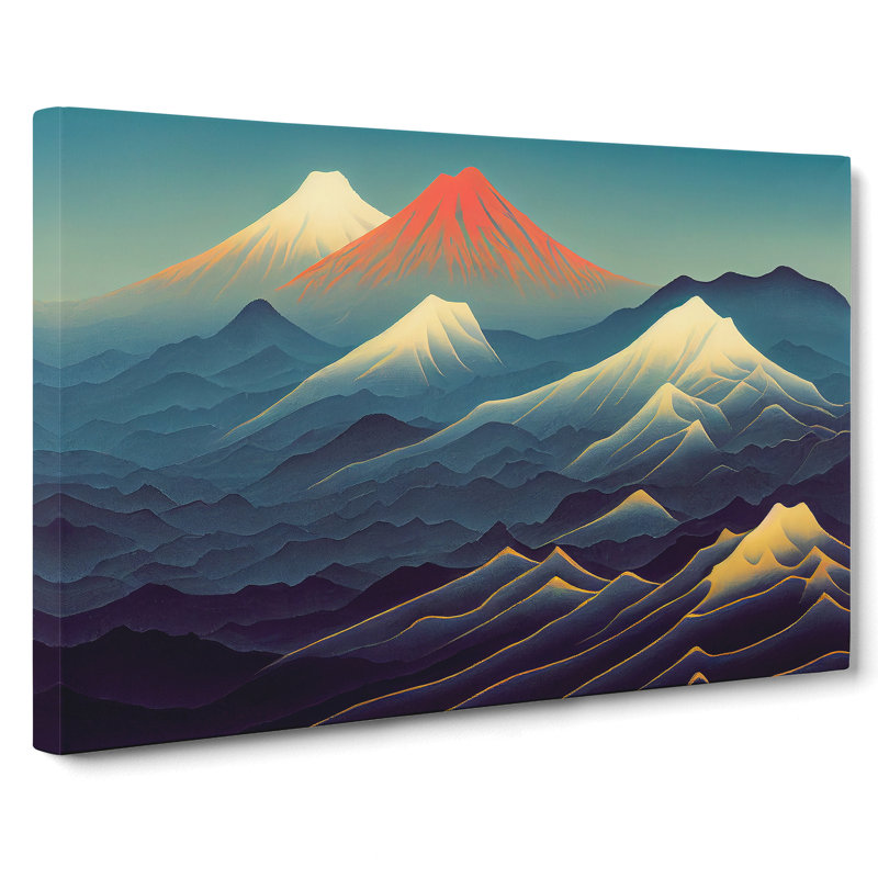 Alert Japanese Mountains - Wrapped Canvas Painting, 35cm H x 50cm W x 3cm D