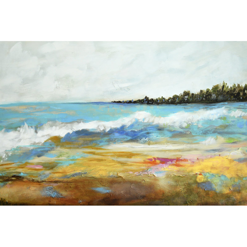 «Beach Surf II» par Karen Fields - reproduction d'art, H 8 po x l 12 po, Toile tendue