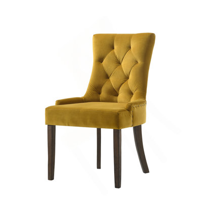 Ensemble de 2 chaises d'appoint en velours jaune et fini espresso Farren