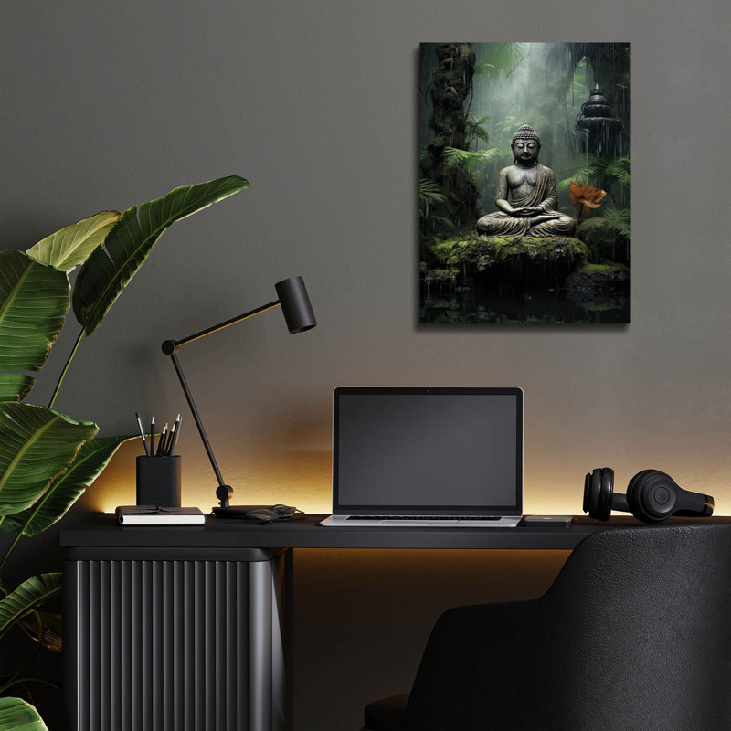 Art mural épique «Buddha 4» par Cameron Gray, verre acrylique, 12 po x 16 po, H 16 po x l 12 po x P 0,13 po