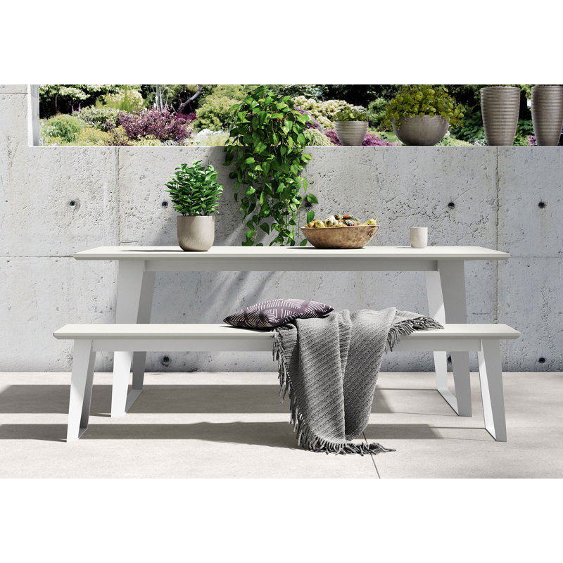 Rami 76" Stone Outdoor Bench, Performance Stone