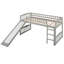Lit mezzanine simple avec glissoire et échelle, gris