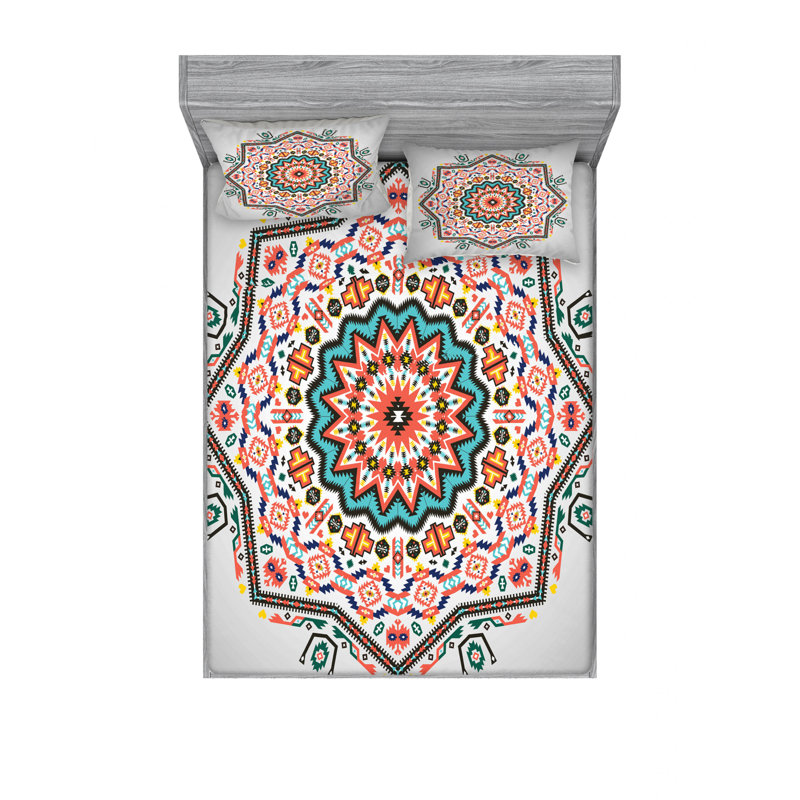 Microfiber Damask Sheet Set, Queen Sheet Set with 2 Pillowcases, Pattern 1