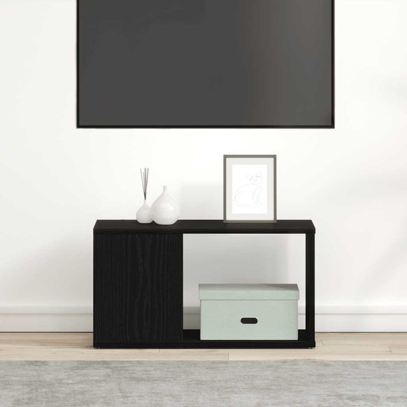 Ginas Floor Shelf End Table, Black Oak