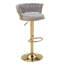 Ensemble de 2 tabourets de bar modernes en velours tissé, réglables en hauteur, pivotants et avec dossier, chaises de bar rembourrées avec base dorée pour cuisine, bar ou salle à manger.-364817337