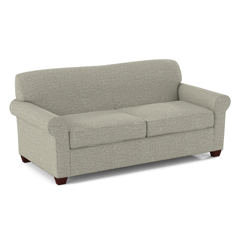 Finn Rolled Arm Sofa with Reversible Cushions, Archetype Quartz, Empire Mahogany, 34" H x 75" W x 36" D