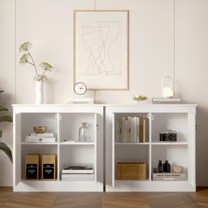 Cryal 31.5" W Sideboard with Adjustable Shelves, White