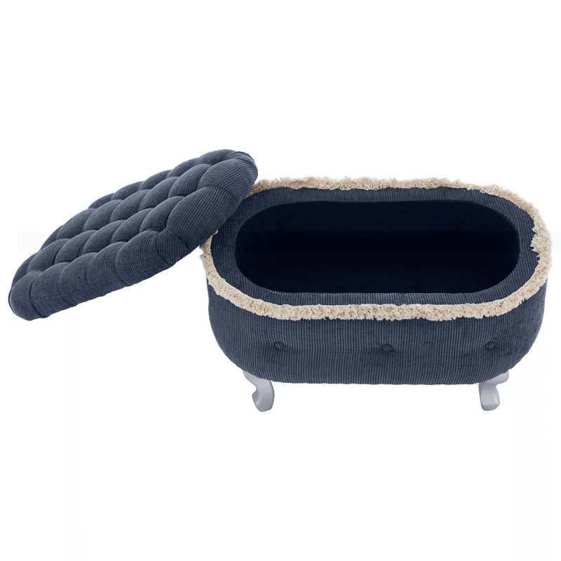 29.5" End of Bed Bench with Button-Tufted, Blue