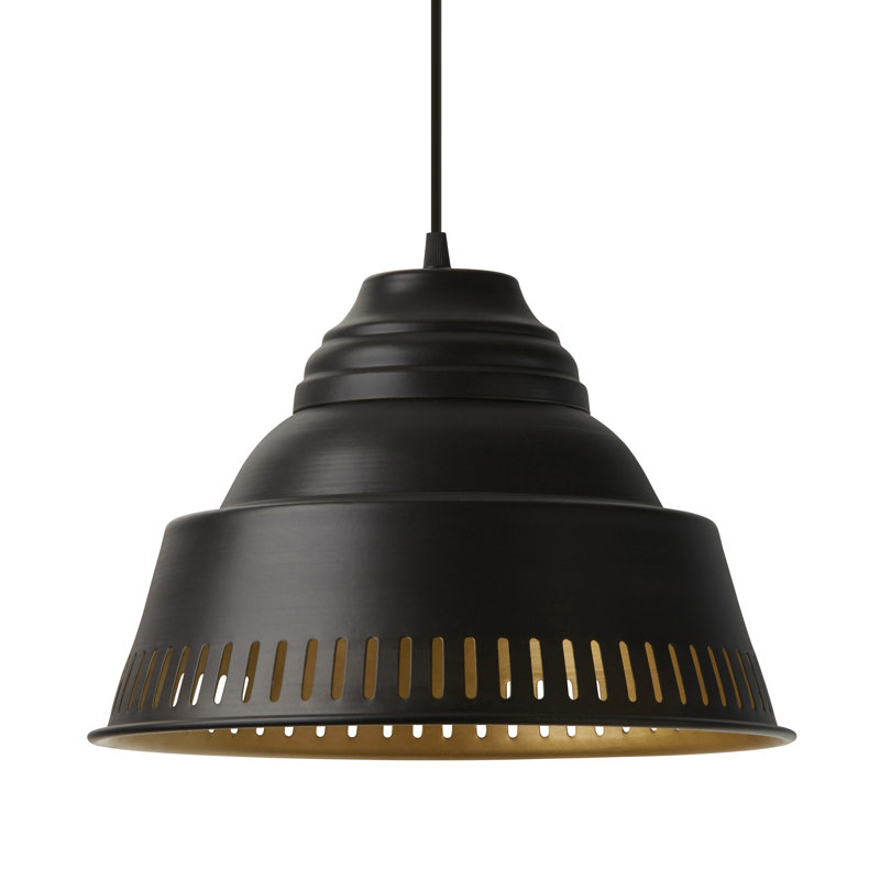 Luminaire suspendu en forme de dôme à 1 lumière Desra, Noir