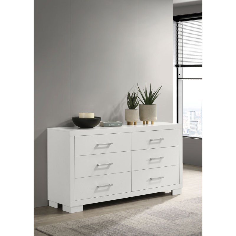 Jessica 6-drawer Dresser Snow White, White