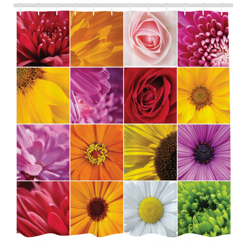  Rideau de douche simple à fleurs colorées, H 69 po x l 105 po
