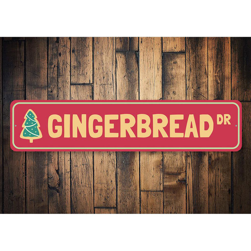 Plaque en aluminium Gingerbread Drive, H 4 po x l 18 po x P 0,04 po