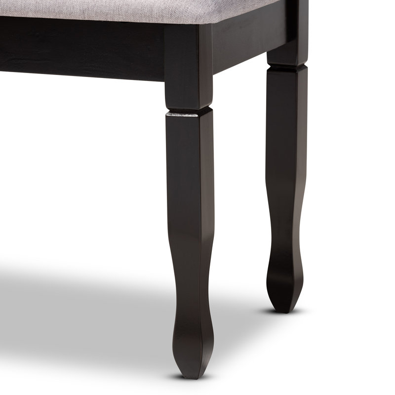 Polyester Blend Upholstered Bench, Dark Brown, Grey
