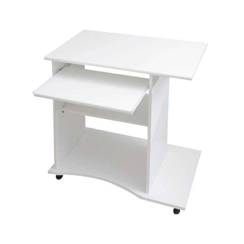 Leming Computer Desk with Keyboard Tray, White