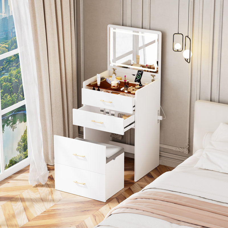 Meuble-lavabo 3 en 1 avec miroir ouvert