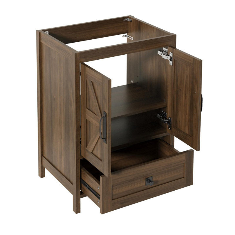 Armoire de meuble-lavabo en bois 24 po, brun 2402, Brun, 24"