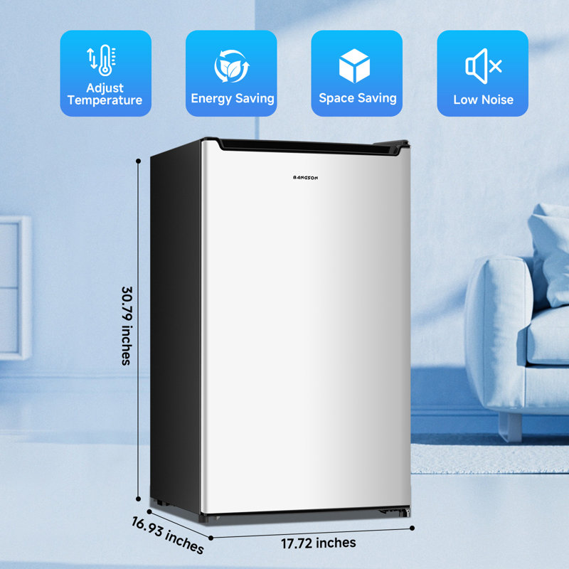 BANGSON 2.1 Cu.ft Upright Freezer, Compact Mini Freezer with Reversible Door, Silver
