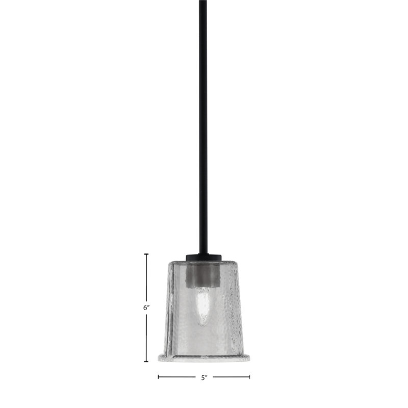 Mini pendentif Nicomedes Stem Hung présenté en finition noir mat avec verre fumé bullé de 13,3 cm (5,25 po).