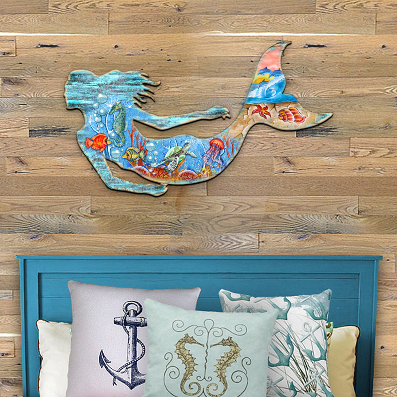 Décoration murale sirène, H 14 po x l 24 po x P 0,75 po
