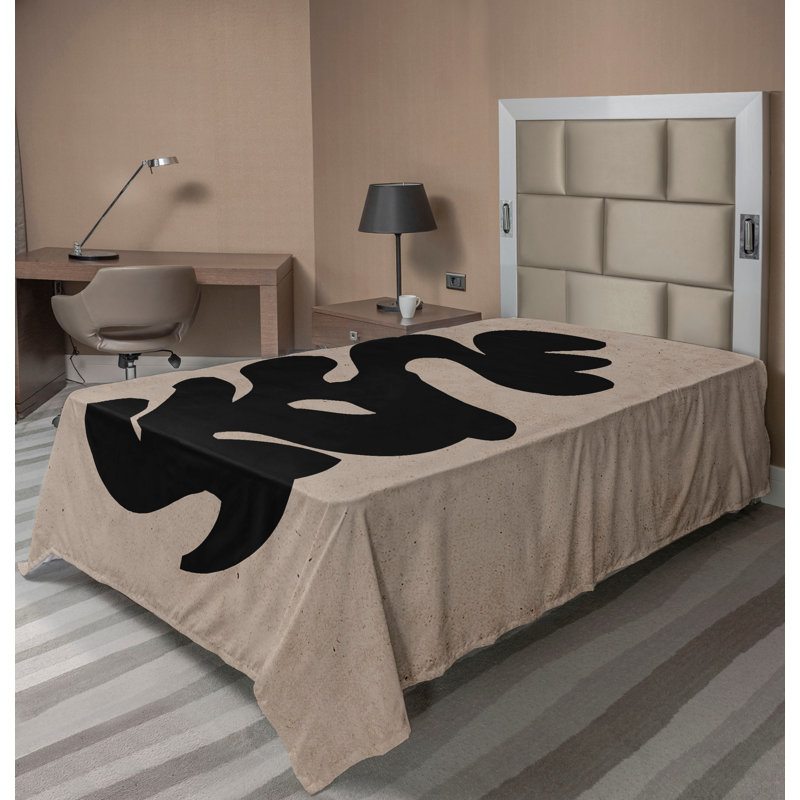 Drap plat moderne de style bohème Ambesonne, Drap plat pour lit simple, Warm Taupe/Charcoal Grey Abstract