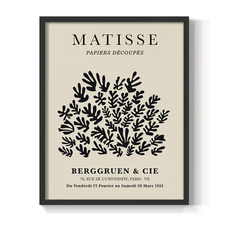 Matisse CXC, reproduction encadrée - bois massif, Noir, H 20 po x l 16 po