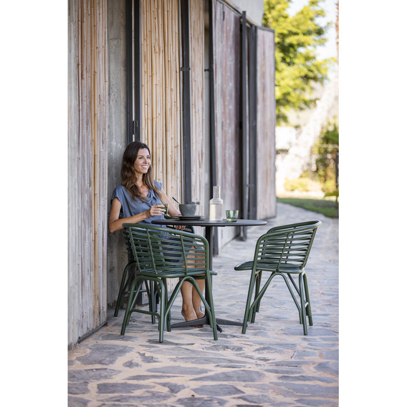 Blend Patio Dining Armchair with Cushion, Gray, Dark Green