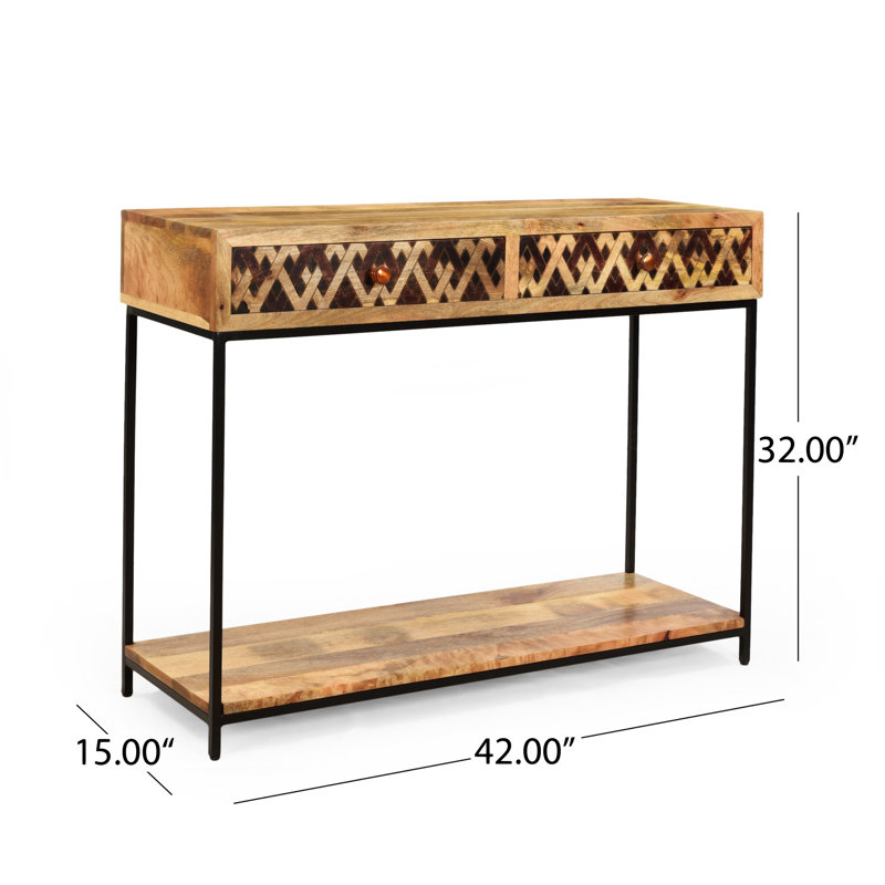 Pendergrass Stella 42" Solid Wood Console Table,Entry table,Hoyer table with metal frames