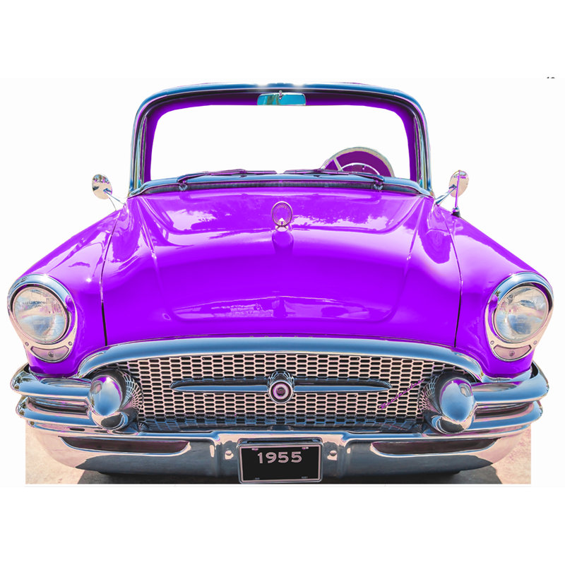 Voiture classique bleue 1955 debout en carton, Mauve