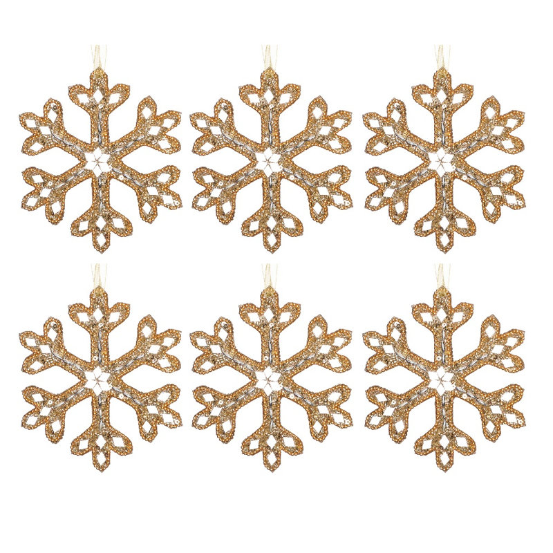 12.5cm Handmade Wood Holiday Shaped Ornament, Gold